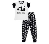 ThePyjamaFactory Girls Maybe Later Sleeping Panda White Long Cotton Pyjamas (10-11 Years)