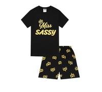 ThePyjamaFactory Girls Miss Sassy Gold Short Cotton Pyjamas PJs For Kids