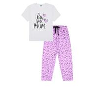 ThePyjamaFactory I Love You Mum Ladies Long Cotton Pyjama Set (16-18) White
