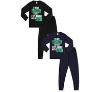 ThePyjamaFactory I'm Not Arguing I'm Just Explaining Why I'm Right Long Black Navy 2 Pack Boys Pyjama Set PJs For Kids (13-14 Years)