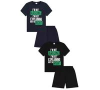 ThePyjamaFactory I'm Not Arguing I'm Just Explaining Why I'm Right Short Black Navy 2 Pack Boys Pyjama Set PJs For Kids (11-12 Years)