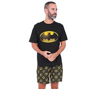 ThePyjamaFactory Men's Official Batman Character Cotton Short Pyjamas (X-Large) Black