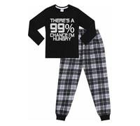 ThePyjamaFactory There's a 99% Chance I'm Hungry Cotton Woven Long Pyjamas (12-13 Years) Black