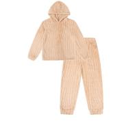 ThePyjamaFactory Womens Brown Stripe Jaquard Fleece Lounge Set Ladies Pyjamas (22-24)