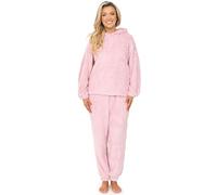 ThePyjamaFactory Womens Pink Stripe Jaquard Fleece Lounge Set Ladies Pyjamas (16-18)