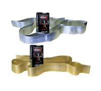 THERABAND CLX Resistance Band with Loops, 2 Pack Fitness Band for Home Exercise and Workouts, Portable Workout, Functionality for Athletes, 5’ Consecutive Loops, 2-Pack Hard Intensity Silv-Gold