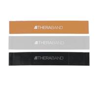 THERABAND Durable Professional Resistance Bands for Strength and Flexibility Exercise, Pilates, Yoga, Stretching and Physical Therapy, Continuous Loops 18 Inches (Black, Silver, Gold