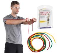 TheraBand Resistance Tubes, Professional Latex Elastic Tubing, Upper & Lower Body, Core Exercise, Physical Therapy, Lower Pilates, At-Home Workouts, & Rehab, 5 Foot, Yellow, Red, & Green, Beginner Set