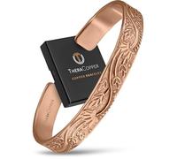 TheraCopper Copper Bracelet for Men & Women - 100% Pure Copper Bracelets - Raw, Solid & Uncoated Authentic Handmade Tibetan Bracelet Cuff Bangles, Adjustable, Copper, no gemstone