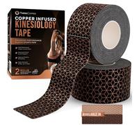 TheraCopper Copper Kinesiology Tape - 2 Rolls (40 Pre-Cut Strips) - Advanced Waterproof Kinesiology Tape for Shoulder, Elbow, Bowling Wrist, Weightlifting, Muscle Tension and