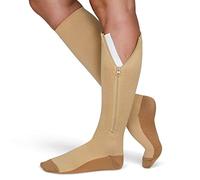 TheraMagic™ Zipper Compression Socks for Men & Women, 20-30mmHg Closed Toe Graduated Copper Zippered Compression Stocking, Beige/Copper, 3XL