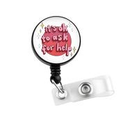 Therapist Gift Psychologist Counselor Badge Reel It's Ok to Ask for Help Retractable ID Holder for Mental Health BPD Depression (Psychology Badge-UK)
