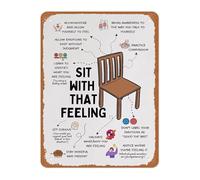 Therapy Counseling Decor Metal Sign Sit With That Feeling Mindfulness Quote for Office or Study Wall 8 X 12 in