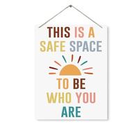 Therapy Decor,This Is A Safe Space To Be Who You Are Sign,Mental Health Wall Decor,Decorative Wood Plaque For Hanging,Therapy Room Door Sign,Counselor Office Decor,Home Front Door Decor 8x10 inch