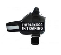 Therapy Dog in Training Nylon Dog Vest Harness, Black, 2 pathces
