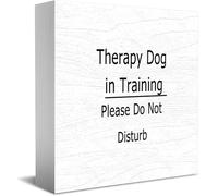 Therapy Dog In Training Please Do Not Disturb Wooden Box Sign Decorative Funny Office Home Decor Rustic Farmhouse Square Desk Decor Sign For Shelf 5 X 5 Inches
