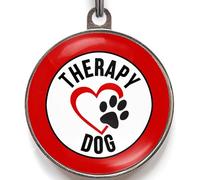 Therapy Dog Tag - Add Emergency Info to Back - Medical Style Support Animal ID with Heart & Paw Design - 2 Sizes - 36 Colour Options - Custom Pet Tag for Therapy Visits