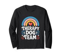 Therapy Dog Team Retro Rainbow Service Animal Handler Long Sleeve T-Shirt