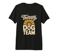 Therapy Dog Team Retro Rainbow Service Animal Handler Premium T-Shirt