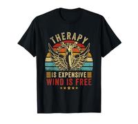 Therapy is Expensive Wind is Free Retro Biker Motorcycle T-Shirt