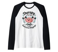 Therapy Is My Gym Emotional Baggage Funny Mental Health Raglan Baseball Tee