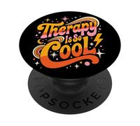 Therapy Is So Cool Healthy Mindset Positive Mind Groovy 70s PopSockets Adhesive PopGrip