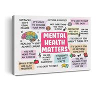 Therapy Office Mental Health Poster Canvas Wall Art for Decor - Motivational Mental Health Matters Canvas Print Wall Art Painting Ready to Hang - Easel & Hanging Hook 12x15 Inch