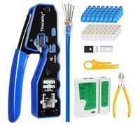 Therathy Pass Through RJ45 Crimp Tool Kit, Ethernet Crimper Kit Cat5e Cat5 CAT6 Crimping Tool Kit