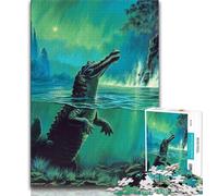 There Are Crocodiles Under The Water Jigsaw Puzzles for Teenagers 1000 Piece Puzzle,family Fun Games Is Ideal As A Gift for The Whole Family 50x75cm