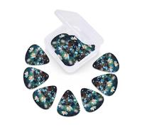 There Are Different Little Flowers Guitar Picks With 12 Pack Organizer Box,Thin, Medium & Heavy 3 Different Celluloid Guitar Pick, Abstract Art Pics Plectrums For Bass, Acoustic Electric Guitars