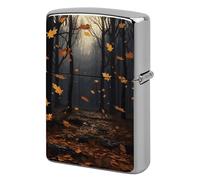 There are Many Autumn Leaves Falling in The Forest Metal Lighter Case Cover, Personalized Graffiti Lighter Sleeve, Waterproof Double-Sided Protector for Women Men Gifts