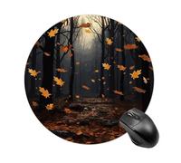 There are Many Autumn Leaves Falling in The Forest Mouse Pad Round Laptop Mouse Mat Cute Computer Mousepad Keyboard Pad Non-Slip Desk Pads for Gaming Office Work Home
