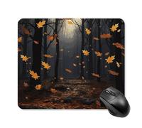 There are Many Autumn Leaves Falling in The Forest Mouse Pad Square Laptop Mouse Mat Cute Computer Mousepad Keyboard Pad Non-Slip Desk Pads for Gaming Office Work Home 25 * 30cm