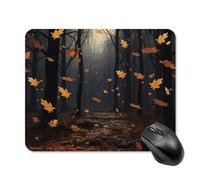 There are Many Autumn Leaves Falling in The Forest Mouse Pad Square Laptop Mouse Mat Cute Computer Mousepad Keyboard Pad Non-Slip Desk Pads for Gaming Office Work Home 20 * 25cm