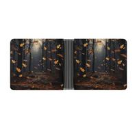 There Are Many Autumn Leaves Falling in The Forest Wallet for Men Bifold Rfid Blocking Slim Money Clip Front Pocket Wallet Card Holder