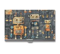 There Are Many Robots Business Card Holder Ultra Slim Business Card Case, Elegant Metal ID Case for Men & Women, Office, & Gifts