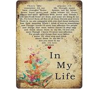 There are Places I'll Remember All My Life Metal Tin Sign Vintage Iron Painting Wall Art Plaque Retro Tin Sign Poster Gift for Home Bedroom Kitchen Bathroom Farmhouse Decor 8x12 Inch