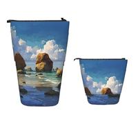 There are Rocks Telescopic Pencil Pouch Standing Pencil Bag Durable Pen Case for Students Office Makeup