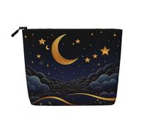 There are Stars and Moon On It Cosmetic Bag for Women- Portable Travel Organiser, Toiletry Bag with Zip Closure