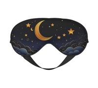 There are Stars and Moon On It Double-Sided Silk Sleep Mask, Adjustable Light Blocking Eye Mask for Travel, Men & Women, Soft Comfortable Blindfold 20x10cm