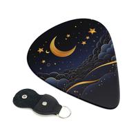 There Are Stars And Moon On It Guitar Picks 6-Pack - Pick Set (0.46mm / 0.71mm / 0.96mm) Suitable For Guitar And Ukulele Playing