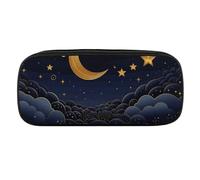 There Are Stars And Moon on It Pencil Case Waterproof Leather Pencil Pouch Multi-purpose Aesthetic Makeup Bag Cute Pen Bag Large Cosmetic Bag for Office Stationery, Travel
