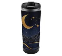 There Are Stars And Moon on It Printed Vacuum Insulated Stainless Steel Travel Mug with Leak-Proof Slide LidReusable Insulated Stainless Steel Coffee Mug Fits Most Cup Holders