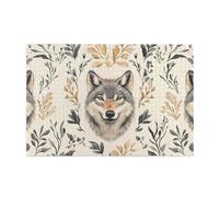 There Are Three Wolf Heads On The Flower Branches 1000 Piece Jigsaw Puzzles For Adults Wooden Puzzles For Adults Gifts Home Decor