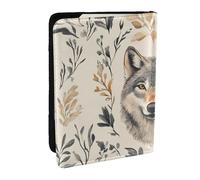 There are Three Wolf Heads On The Flower Branches Printed Passport Holder,Travel Pu Leather Passport Cover Case Organiser for Men Women,6.5 Inch