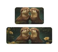 There Are Two Mice In The Lake Rug Cushioned Kitchen Rugs Sets Of 2 Comfort Standing Mat For Home Decor Sink,Kitchen Mats For Floor Non Slip Washable ，Laundr 17"X47"+17"X30"