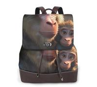 There are two monkeys of different sizes Ladies Travel Fashion Back Pack,Casual backpack,Print Women's leather backpack for Work