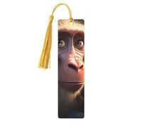 There are Two Monkeys of Different Sizes Unique Double-Sided Artwork Printed Wooden Bookmarks, Artistic Book Accessories Birthday Presents for Men Women Presents for Book Lovers