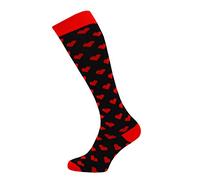 There Every Step Heartbeat - Red Hearts Heart Design Girls Valentine Knee High Socks (Black)