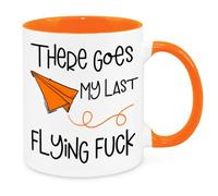 There Goes My Last Flying F**k - Funny Novelty Gift Silly Present Mug Birthday Christmas for Mum Dad Friend Sister Brother Grandparents for Man Woman Secret Santa Work Quotes (Orange)